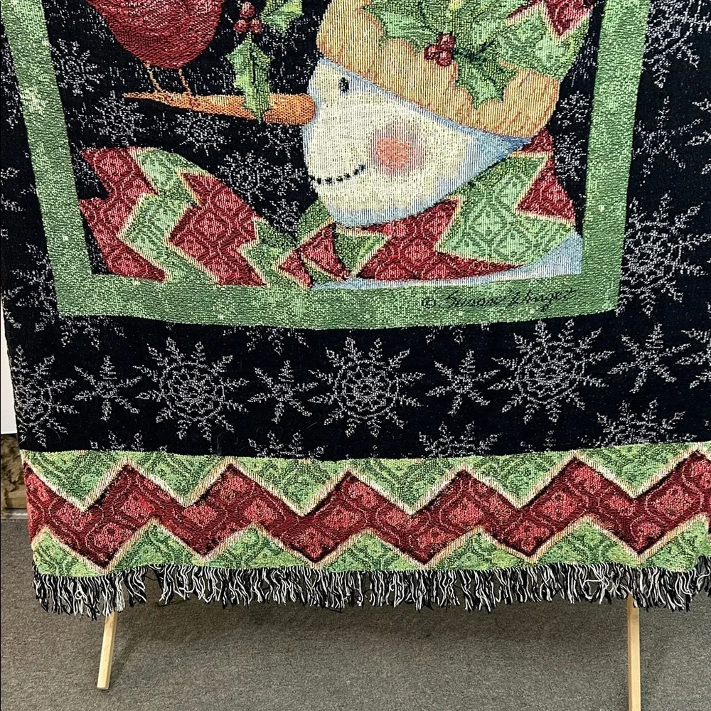 Susan Winget Vintage Chevron Snowman Tapestry Throw – 50” x 60”